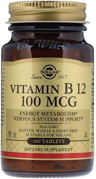 Solgar Vitamin B12 (Солгар Вітамін В12), 100 мкг, 100 таблеток 463615 фото