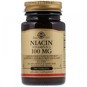 Solgar Niacin (Vitamin B3) 100 mg (Солгар Ніацин (Вітамін В3), 100 таблеток 498688 фото