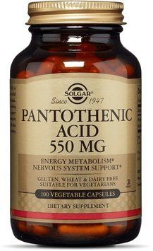 Solgar Pantothenic Acid 550 mg (Солгар Пантотенова кислота), 100 веганських капсул 463553 фото