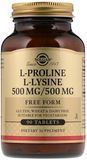 Solgar L-Proline/L-Lysine Free Form 500 mg/500 mg (Солгар L-Пролін/L-Лізин), 90 таблеток 463587 фото