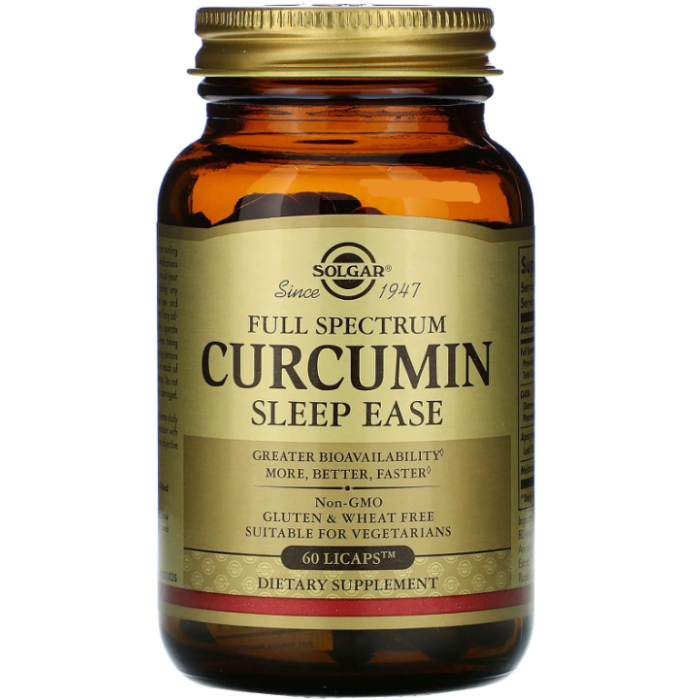 Solgar Full Spectrum Curcumin Sleep Ease (Солгар Куркумін повного спектра для сну), 60 капсул
