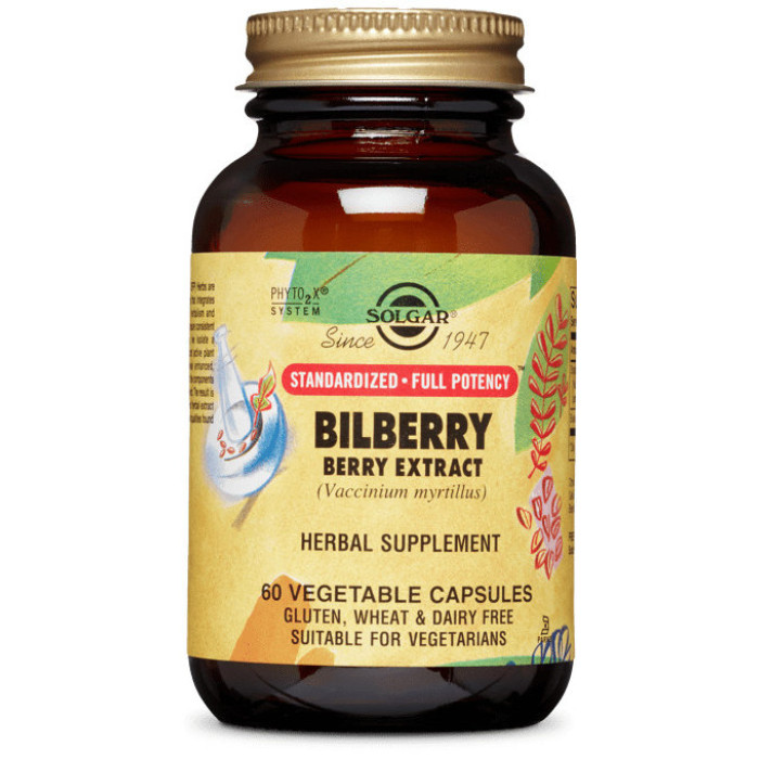 Solgar Bilberry Berry Extract (Солгар Экстракт ягоды черники), 60 капсул
