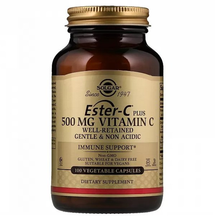 Solgar Ester-C Plus Vitamin C (Солгар Естер-С плюс Вітамін С) 500 mg, 100 веганських капсул