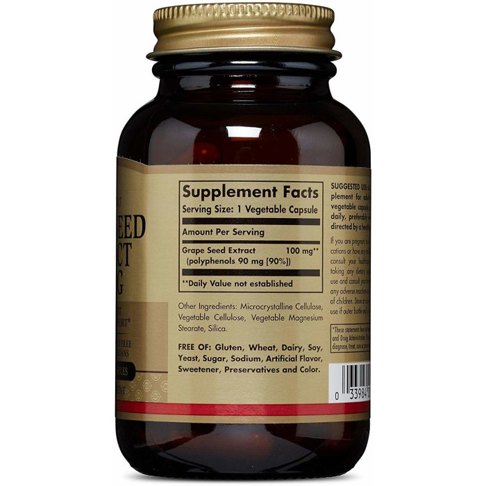 Solgar Grape Seed Extract 100 mg (Солгар Екстракт виноградних кісточок), 60 веганських капсул