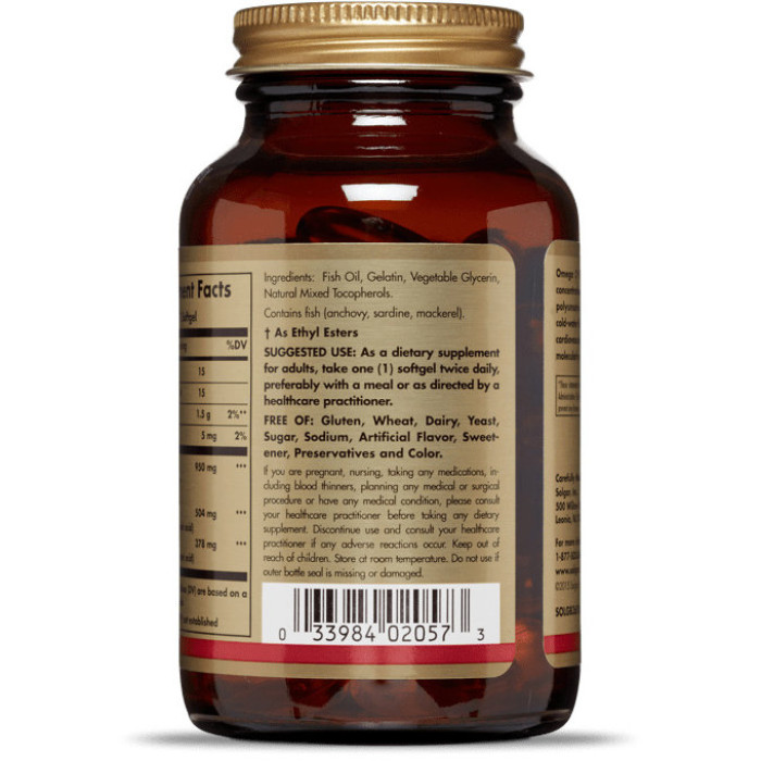 Solgar Omega-3 EPA & DHA Triple Strength 950 mg (Солгар Омега-3 ЕПК і ДГК, потрійна сила), 100 капсул