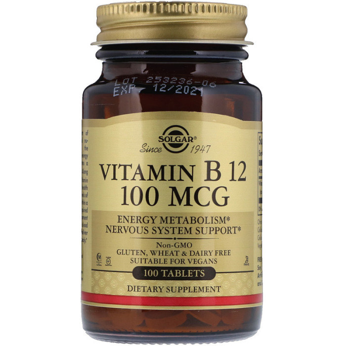 Solgar Vitamin B12 (Солгар Вітамін В12), 100 мкг, 100 таблеток