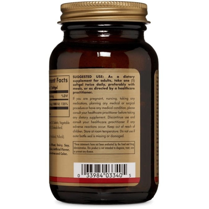 Solgar Natural Vitamin D3 (Cholecalciferol) 1000 IU (Солгар Натуральный витамин D3 (холекальциферол)),25 mcg 250 капсул