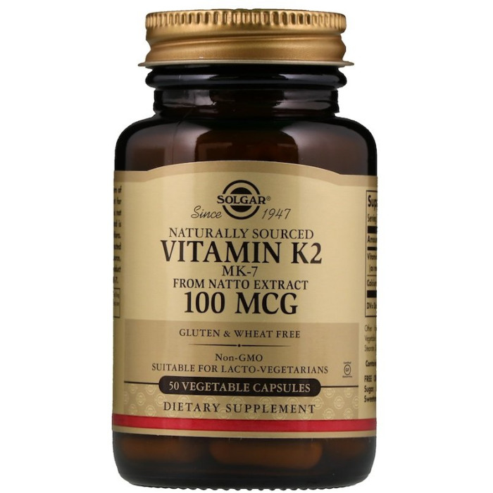 Solgar Natural Vitamin K2, 100 mcg (Солгар Натуральний вітамін К2), 50 веганських капсул