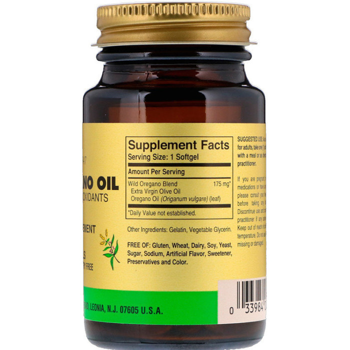 Solgar Wild Oregano Oil (Солгар Масло орегано), 60 капсул