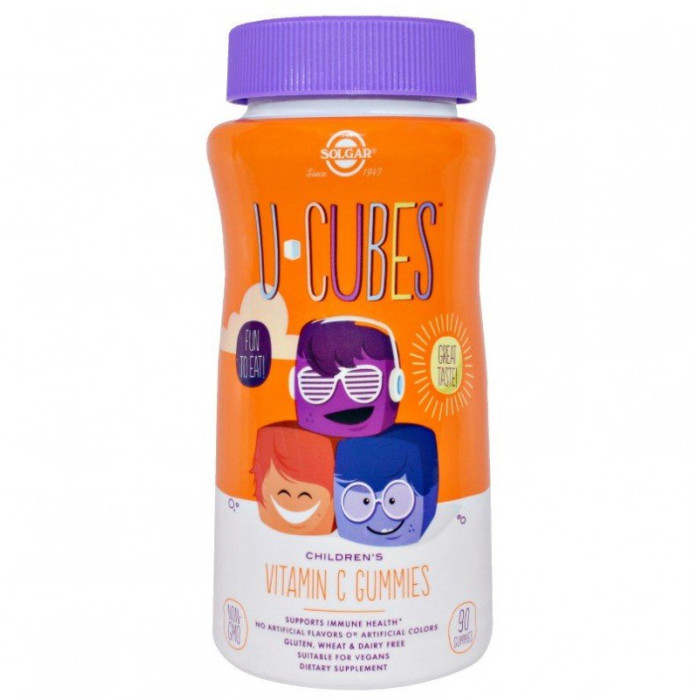 Solgar U-Cubes, Children's Vitamin C Gummies (Солгар Витамин С жевательный апельсин/клубника, для детей), 90 жевательных конфет