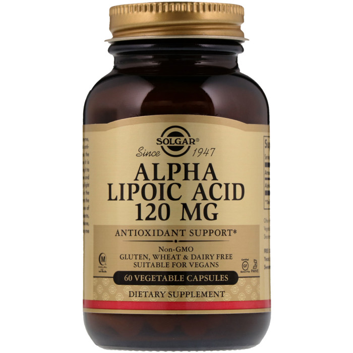 Solgar Alpha Lipoic Acid 120 mg (Солгар Альфа-ліпоєва кислота), 60 веганських капсул