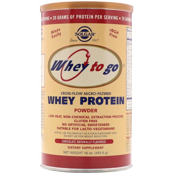Solgar Whey To Go Whey Protein Powder 16 oz (Солгар Сироватковий протеїн, шоколад), 453.5 г