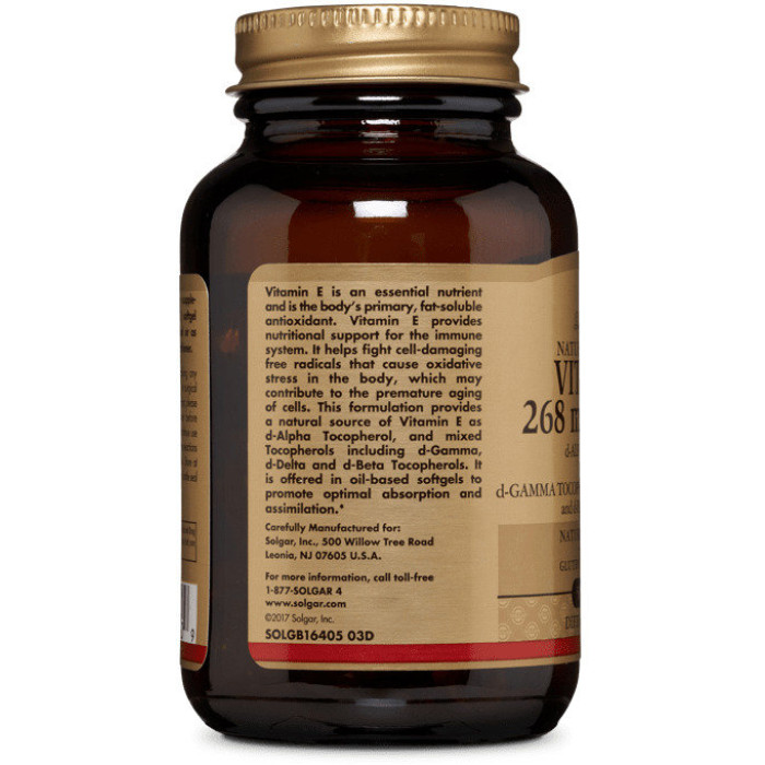 Solgar Vitamin E 400 Iu Mixed Softgels (Солгар Витамин Е, смесь токоферолов), 50 капсул