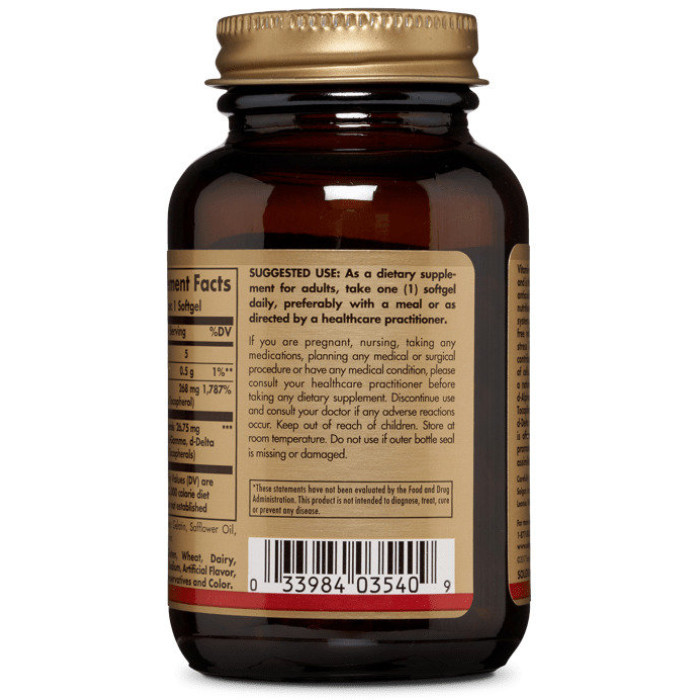 Solgar Vitamin E 400 Iu Mixed Softgels (Солгар Витамин Е, смесь токоферолов), 50 капсул