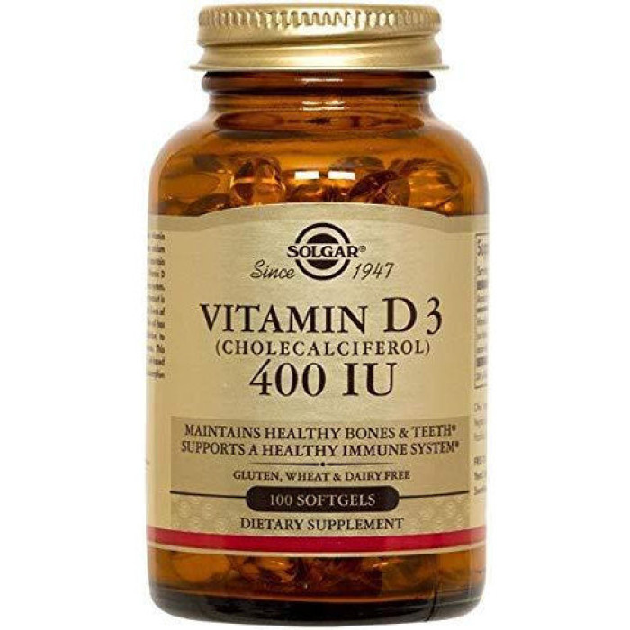 Solgar Vitamin D3 (Cholecalciferol) 400 Iu (Солгар Натуральний вітамін D3 (холекальциферол)), 100 веганських капсул