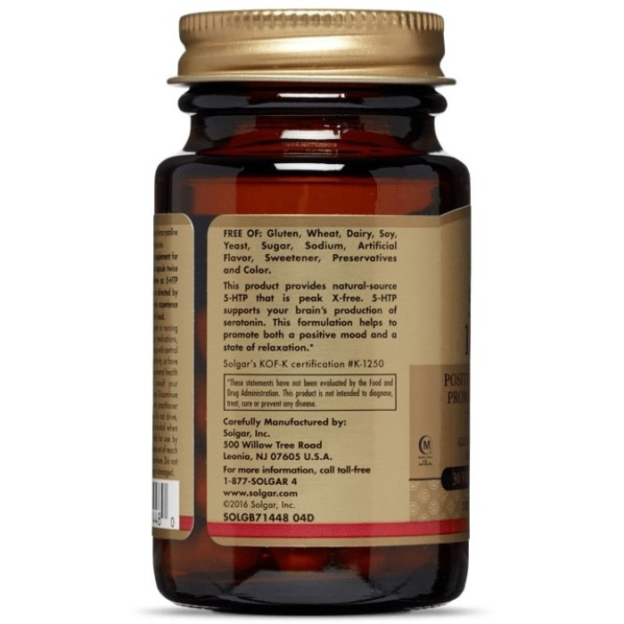 Solgar 5-HTP 100 mg (Солгар 5-гидрокситриптофан), 30 веганских капсул