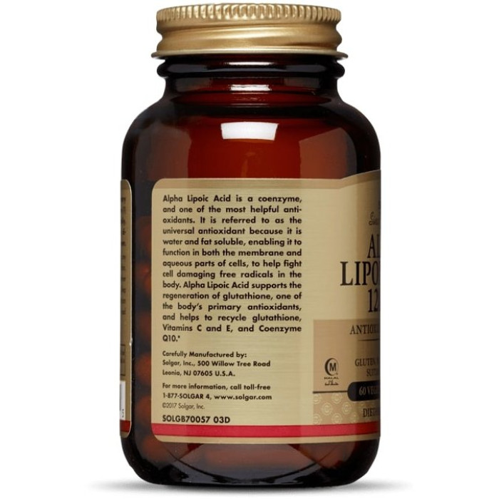 Solgar Alpha Lipoic Acid 120 mg (Солгар Альфа-липоевая кислота), 60 веганских капсул