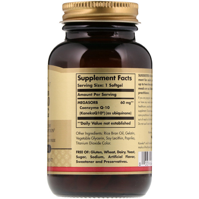 Solgar CoQ-10 Megasorb 60 mg (Солгар Коензим Q10 Мегасорб), 120 капсул