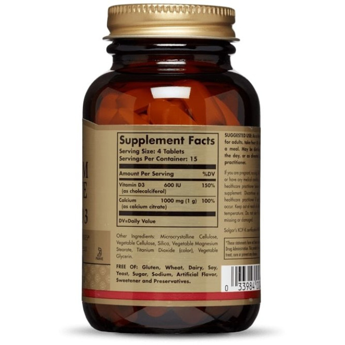 Solgar Calcium Citrate with Vitamin(Солгар Цитрат кальция с витамином D3), 60 таблеток