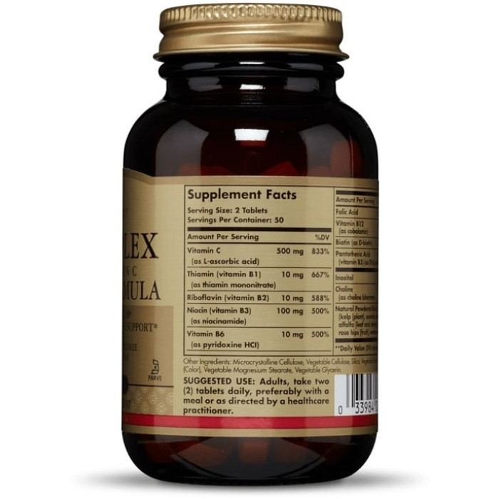 Solgar B-Complex with Vitamin C Stress Formula(Солгар Комплекс вітамінів В+С стрес формула), 100 таблеток