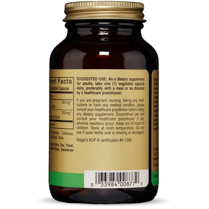 Solgar Cinnamon (Солгар Кориця), 100 капсул