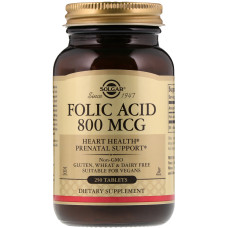 Solgar Folic Acid , 800 mcg (Солгар Фолієва кислота), 250 таблеток