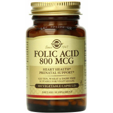 Solgar Folic Acid , 800 mcg (Солгар Фолієва кислота), 100 веганских капсул