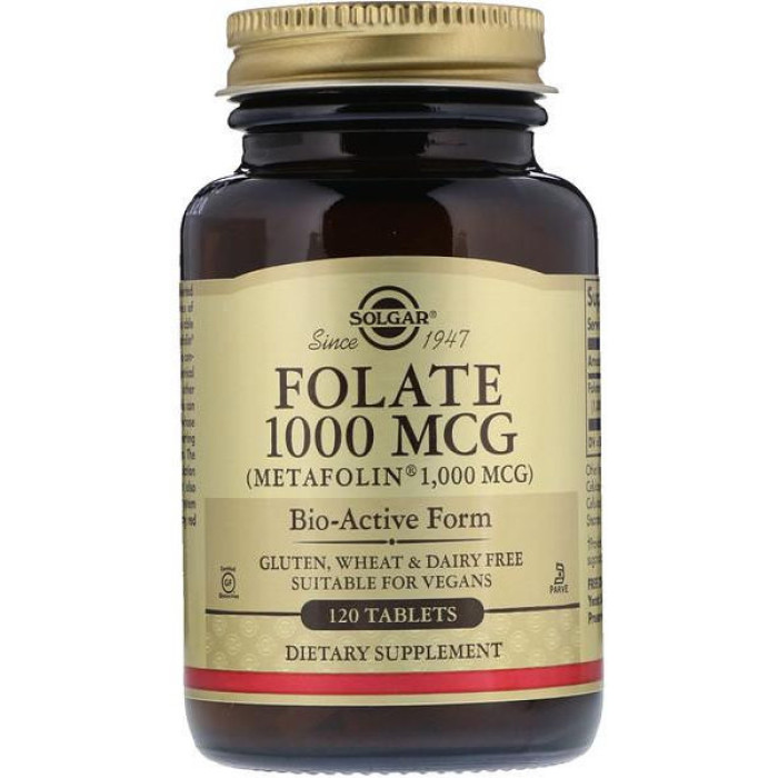 Solgar Folate (Солгар Фолат, метафолин), 1000 mcg 120 таблеток