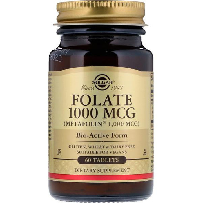 Solgar Folate (Солгар Фолат, метафолін), 1000 mcg 60 таблеток