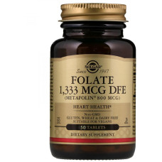 Solgar Folate As Metafolin (Солгар Фолієва кислота, Метафолін),800 mcg, 50 таблеток