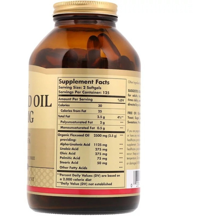 Solgar Flaxseed Oil 1250 mg (Солгар Олія насіння льону), 100 капсул