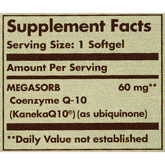 Solgar Megasorb CoQ-10 60 mg (Солгар Коэнзим Q10), 60 капсул