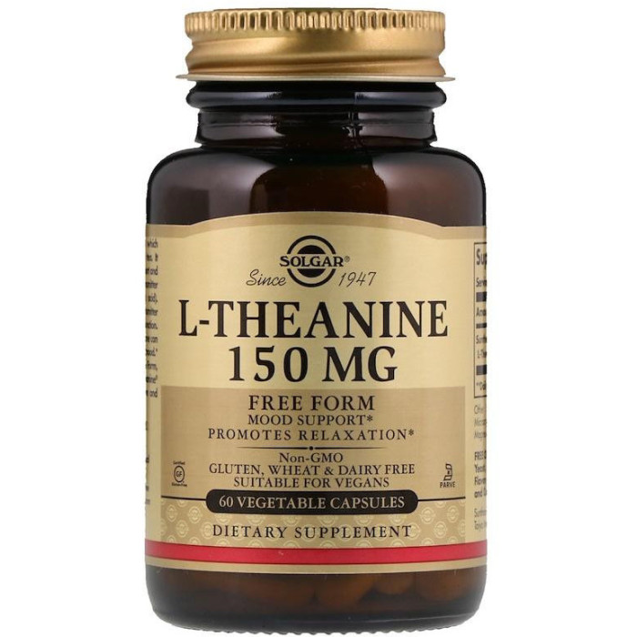 Solgar L-Theanine Free Form 150 mg (Солгар L-Теанін), 60 веганських капсул