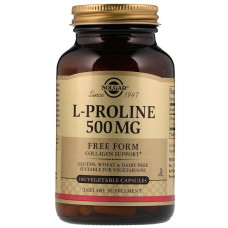 Solgar L-Proline 500 mg (Солгар L-Пролин), 100 веганских капсул
