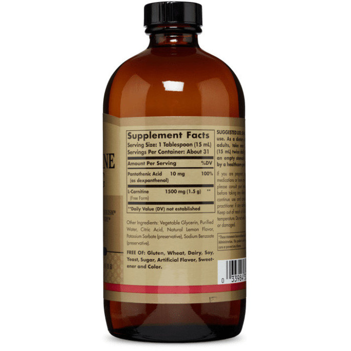 Solgar L-Carnitine 1500 mg 16 fl oz (Солгар L-Карнитин, со вкусом лимона), 473 мл