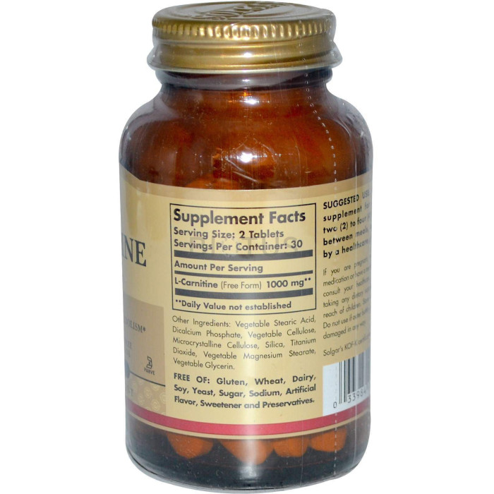 Solgar L-Carnitine 500 mg (Солгар L-Карнитин), 30 таблеток