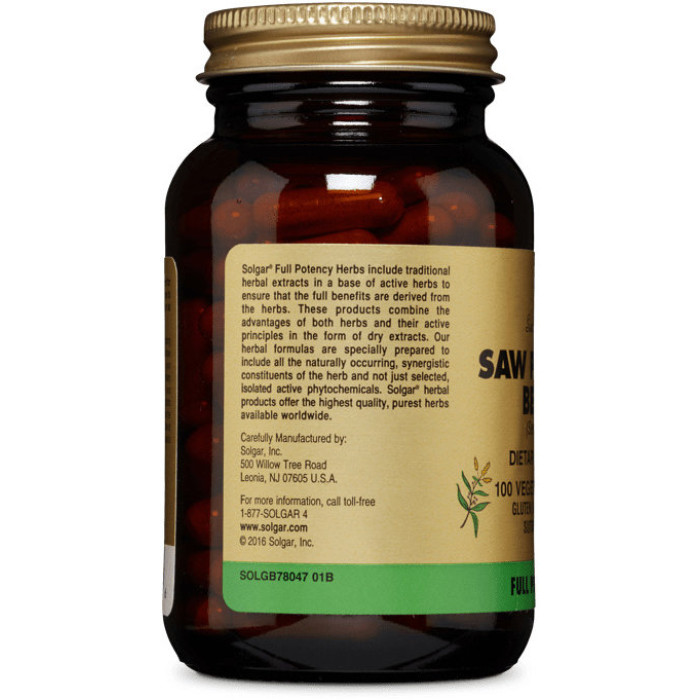 Solgar Saw Palmetto Berries (Солгар Ягоди сереноа), 100 веганських капсул