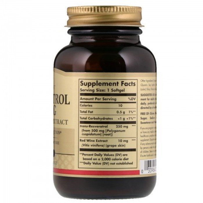 Solgar Resveratrol 250 mg (Солгар Ресвератрол), 30 капсул