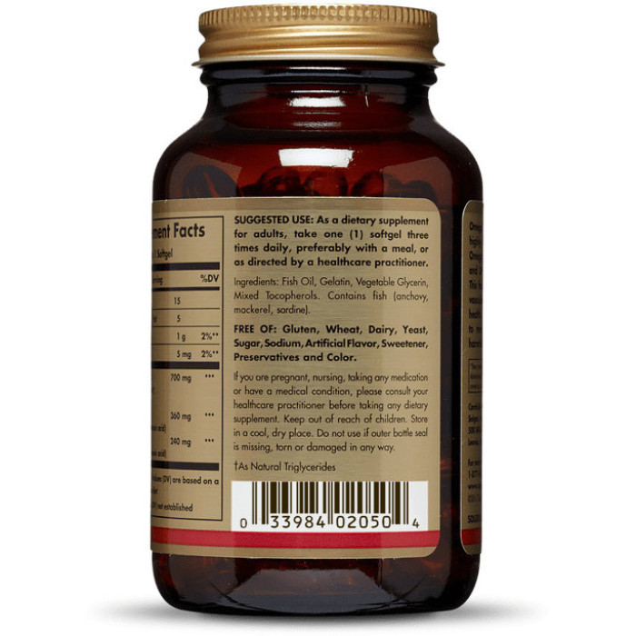 Solgar Omega-3 700 mg EPA & DHA (Солгар Омега-3 700 мг ЕПК і ДГК), 60 капсул