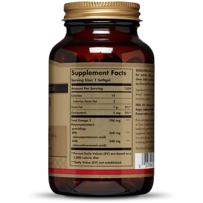 Solgar Omega-3 700 mg EPA & DHA (Солгар Омега-3 700 мг ЕПК і ДГК), 30 капсул