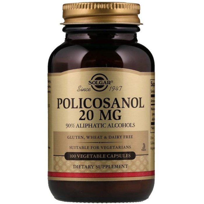 Solgar Policosanol 20 mg (Солгар Полікозанол), 100 веганських капсул