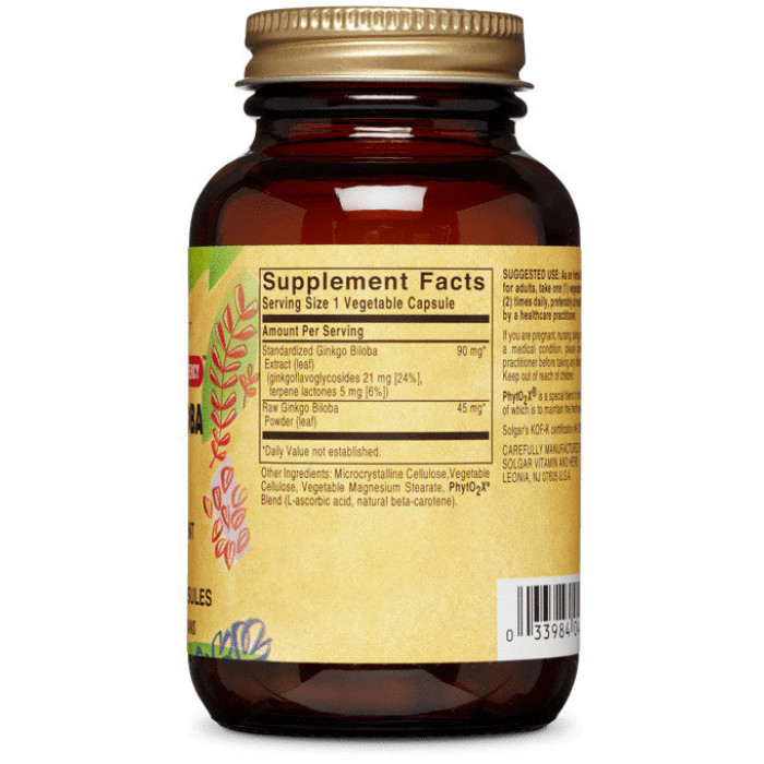 Solgar Ginkgo Biloba Leaf Extract (Солгар Гінкго Білоба), 180 капсул