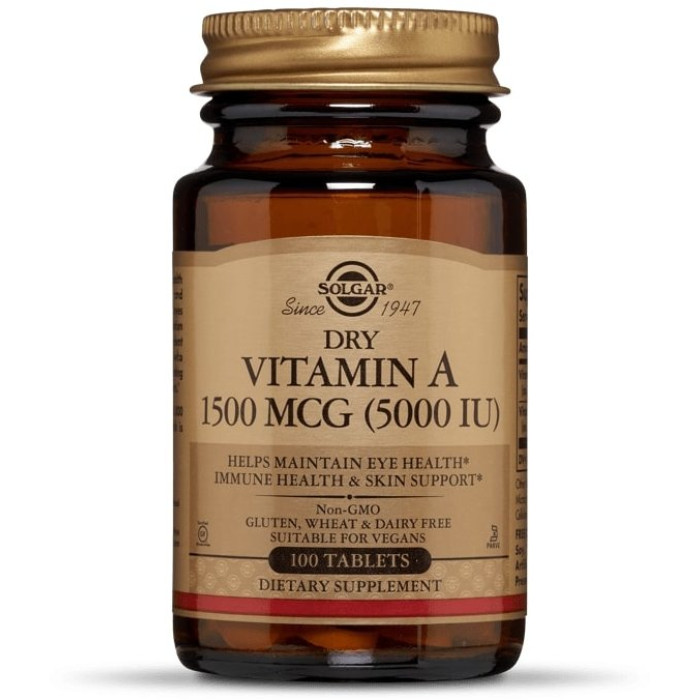Solgar Dry Vitamin A, 1500 IU (Солгар Сухой витамин А), 100 таблеток