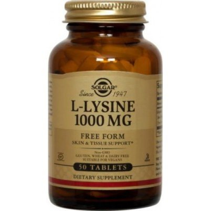 Solgar L-Lysine Free Form 1000 mg (Солгар L-Лизин), 50 таблеток