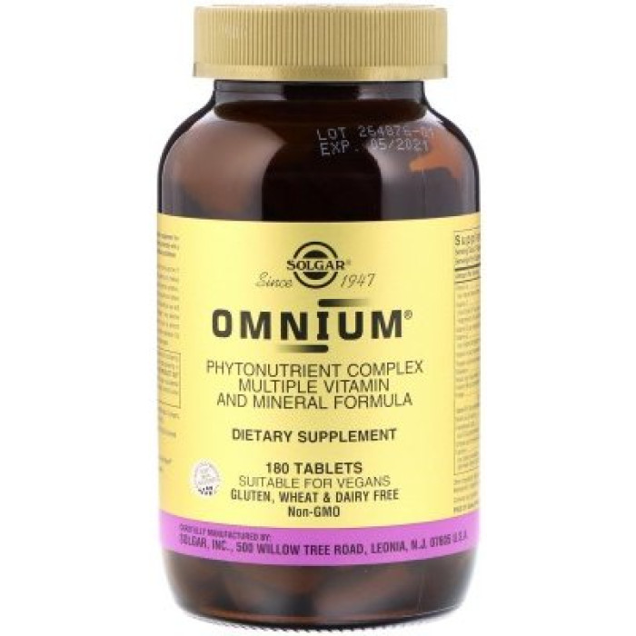 Solgar Omnium Phytonutrient Complex Multiple Vitamin and Mineral Formula (Солгар Омніум Вітамінно-мінеральний комплекс, з залізом), 180 таблеток
