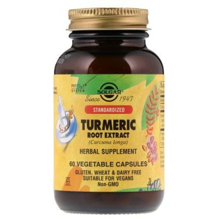 Solgar Turmeric Root Extract (Солгар Екстракт кореня куркуми), 60 веганських капсул
