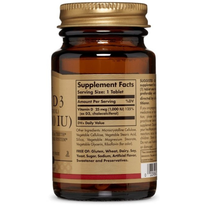 Solgar Vitamin D3 (Cholecalciferol) 1000 Iu (Солгар Натуральный витамин D3 (холекальциферол)), 180 веганских капсул
