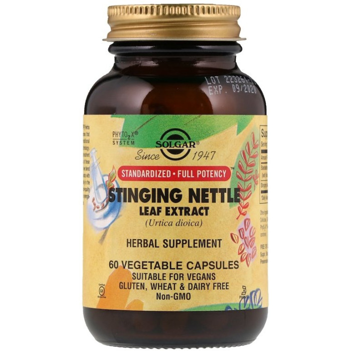 Solgar Stinging Nettle Leaf Extract (Солгар Екстракт листя кропиви), 60 веганських капсул