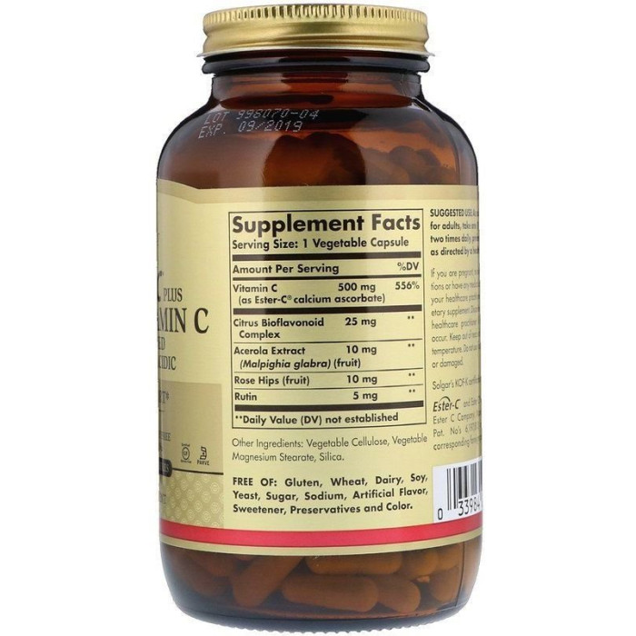 Solgar Ester-C Plus Vitamin C (Солгар Эстер-С плюс Витамин С) 500 mg, 250 веганских капсул