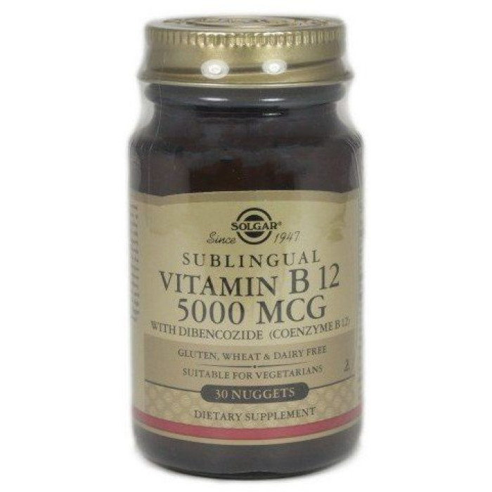 Solgar Sublingual Methylcobalamin (Vitamin B12) 5000 mcg, (Солгар Сублінгвальний метилкобаламін (Витамин В12)),30 таблеток